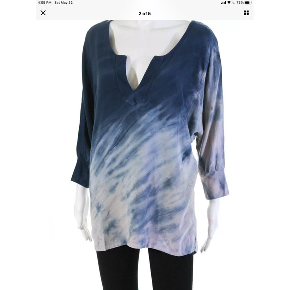 Hard Tail Tie Dye Print 3/4 Sleeve Blouse - Picture 2 of 5